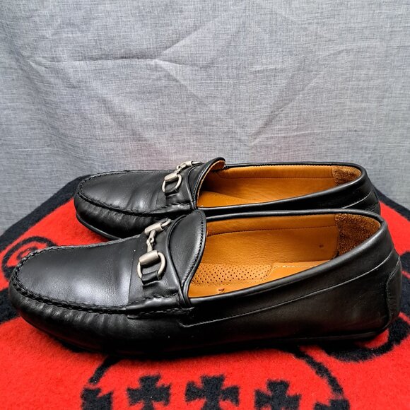 Size 12D Allen Edmonds "SEBASTIAN" Leather BIT Driving Loafers Black - Picture 1 of 13
